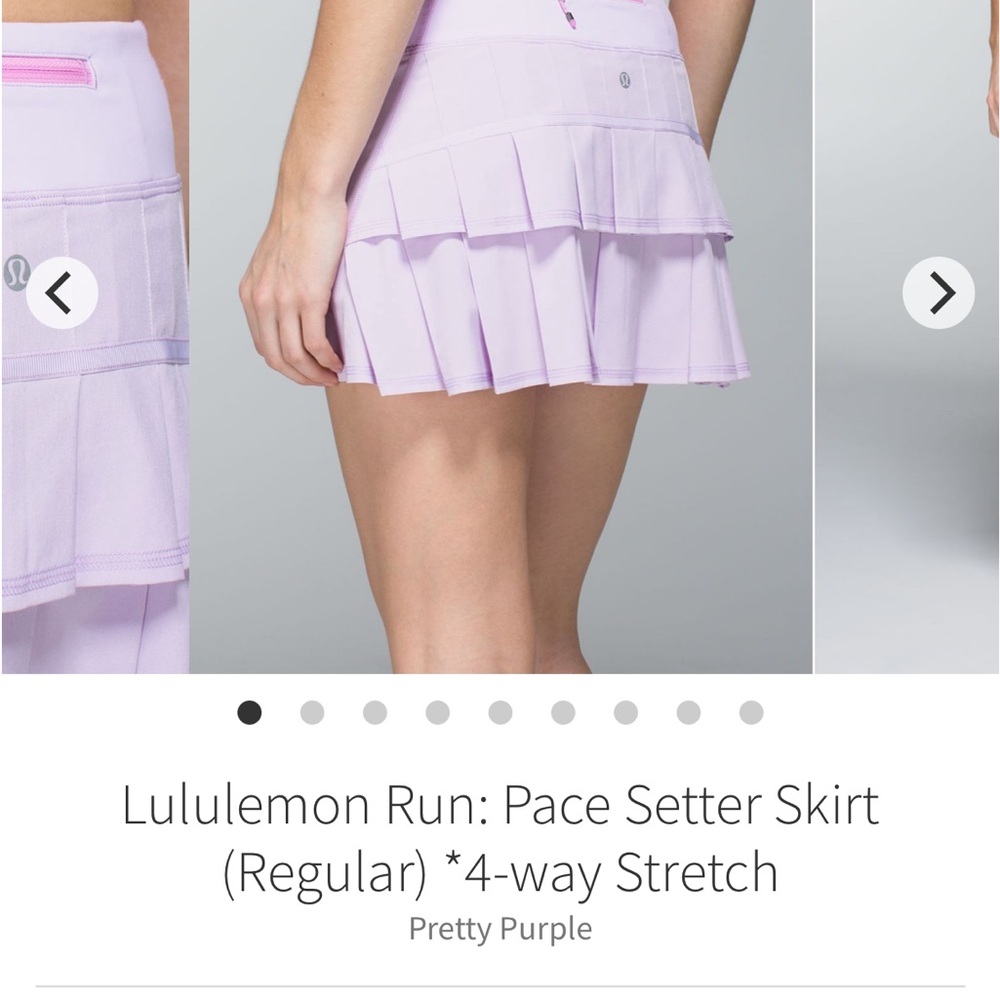 lululemon athletica Pleated Skater Running Skirt - Light Purple skort Size 10